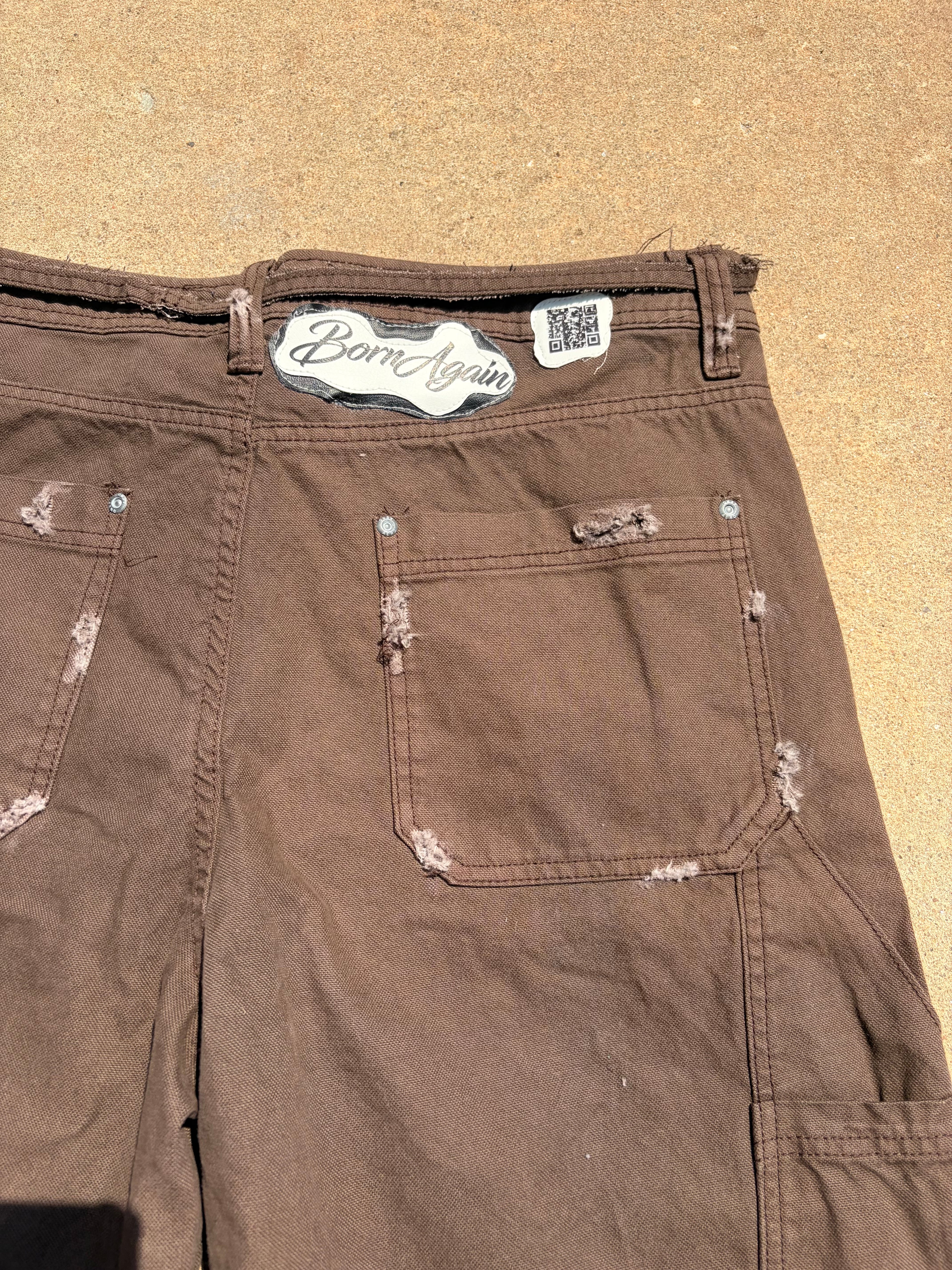 BORNAGAIN – Dark Cocoa Carpenter Shorts (size 34)